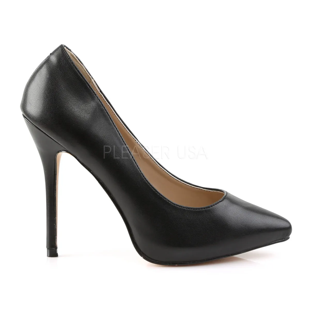5 Inch Heel AMUSE-20 Black Pu