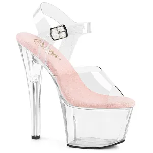 7 Inch Heel SKY-308 Clear Baby Pink Insole