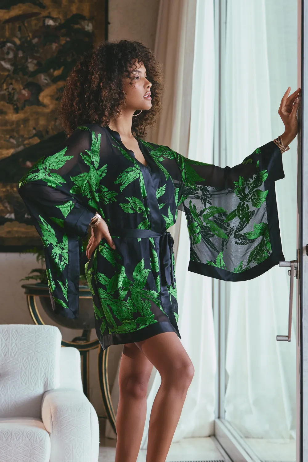 Ambre Silk Blend Short Kimono