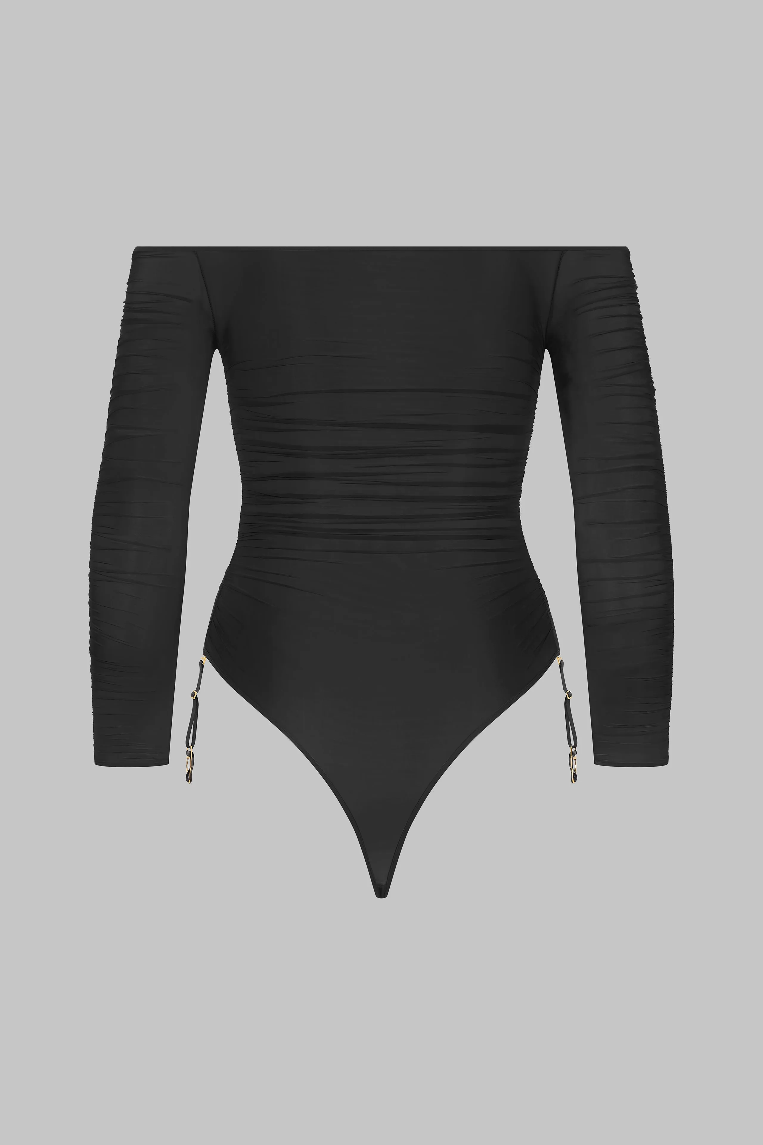 Boat neck string bodysuit - Nuit Fauve