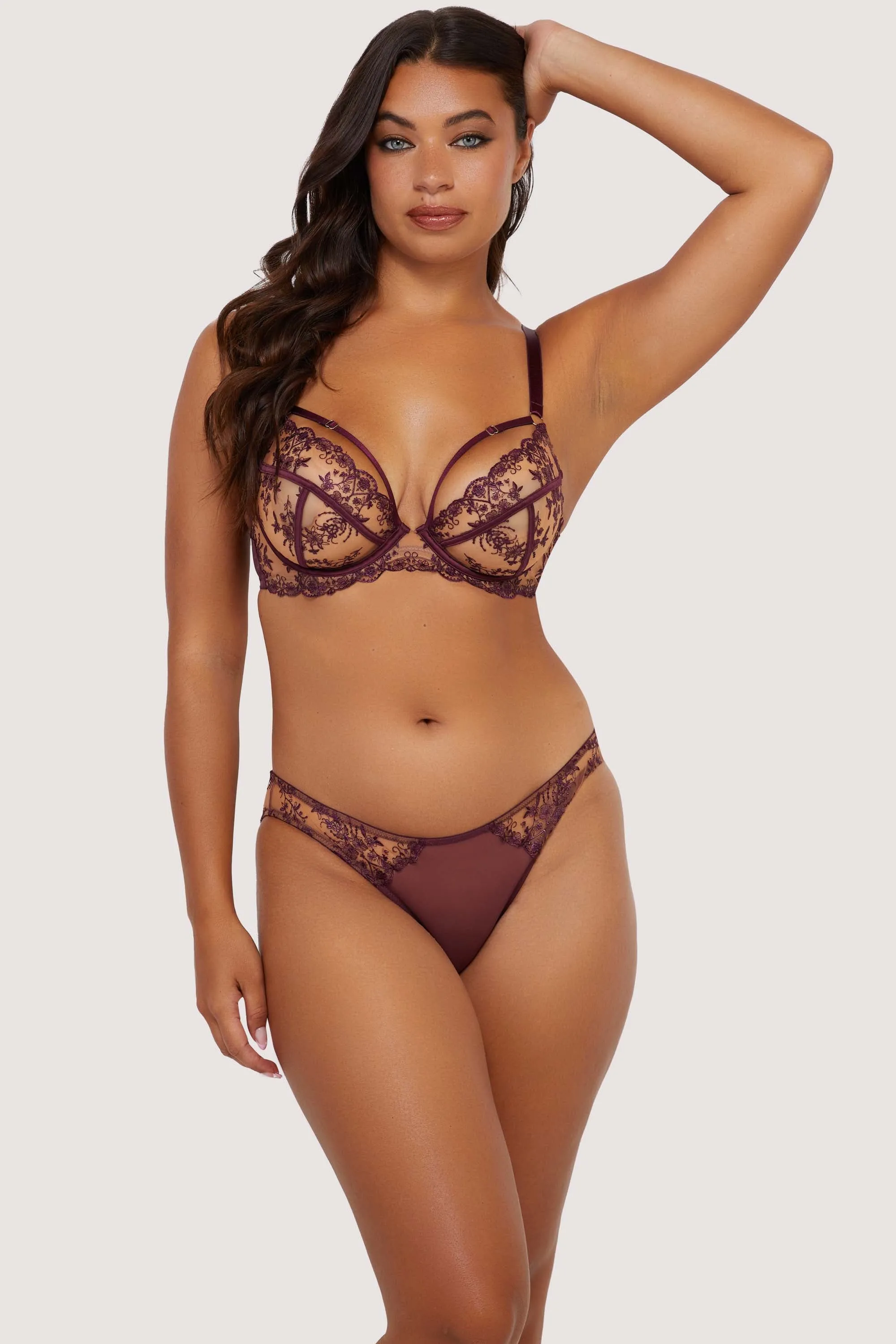 Cassia Wine Custom Embroidery Cut Out Brief