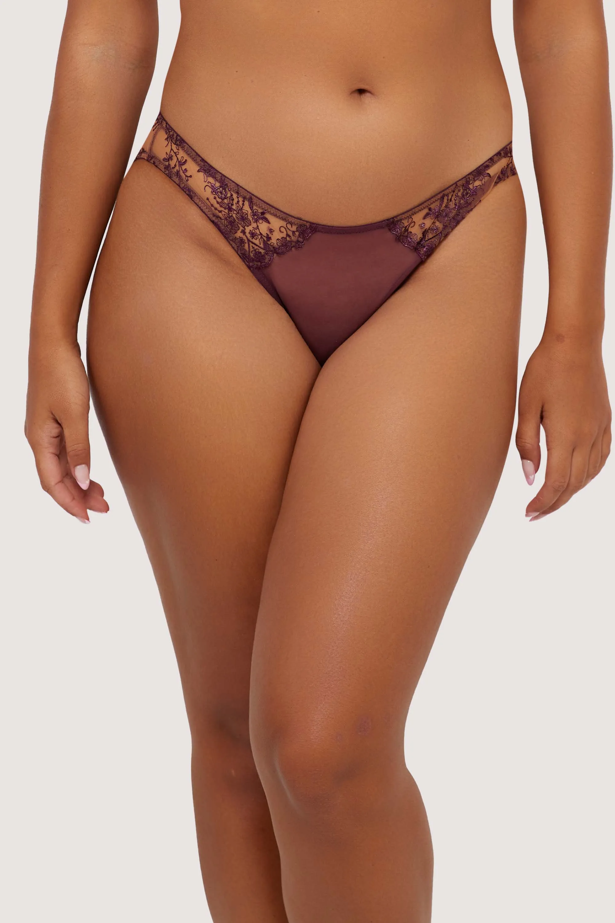 Cassia Wine Custom Embroidery Cut Out Brief