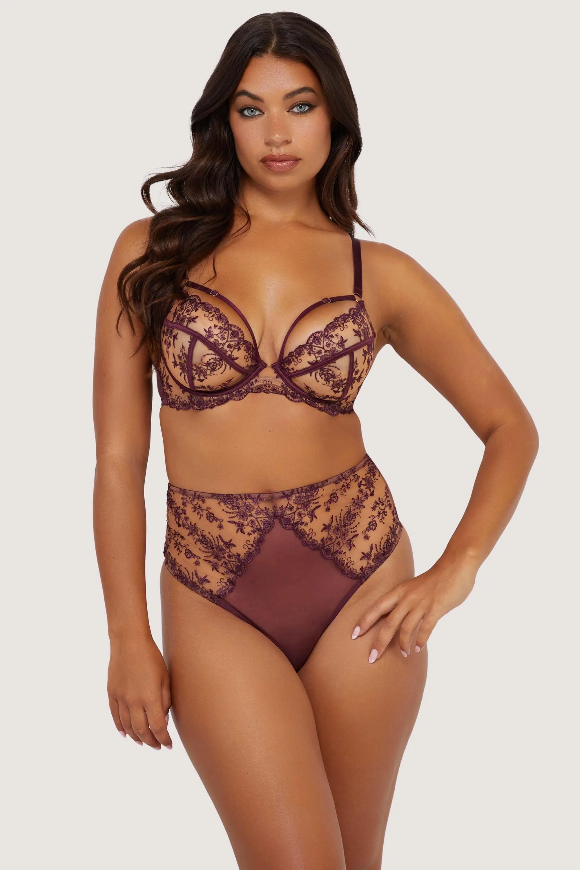 Cassia Wine Custom Embroidery High Waisted Thong