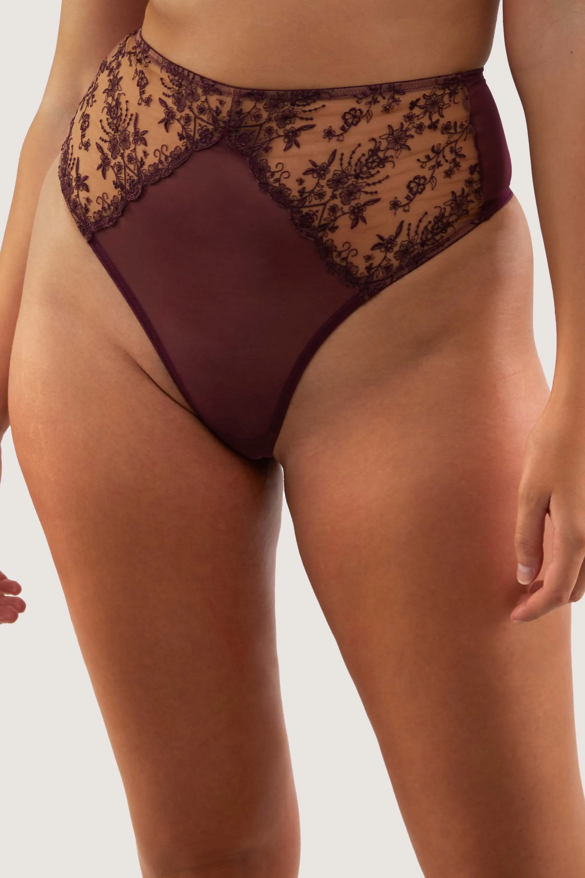 Cassia Wine Custom Embroidery High Waisted Thong