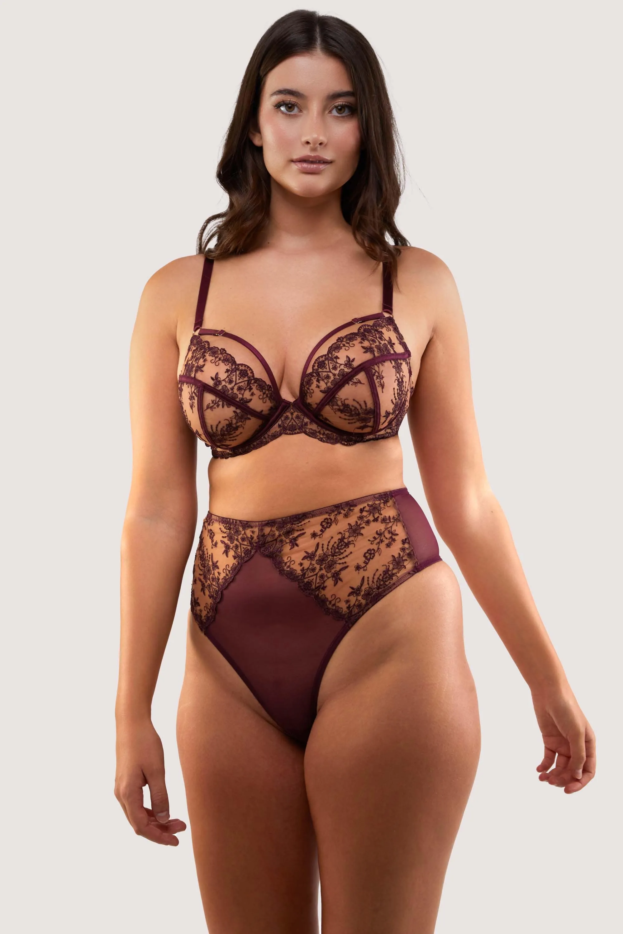 Cassia Wine Custom Embroidery High Waisted Thong