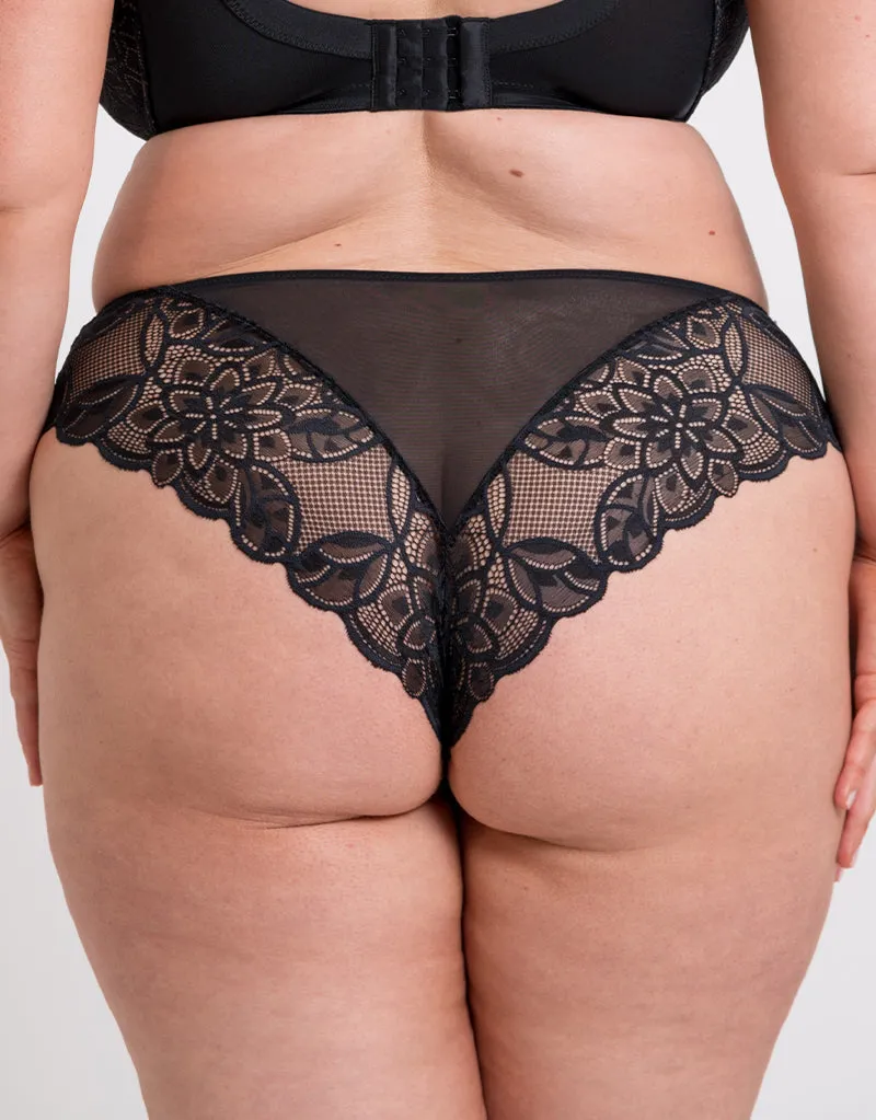 Curvy Kate Lovelace Brazilian Brief Black/ Taupe