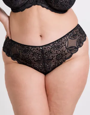 Curvy Kate Lovelace Brazilian Brief Black/ Taupe