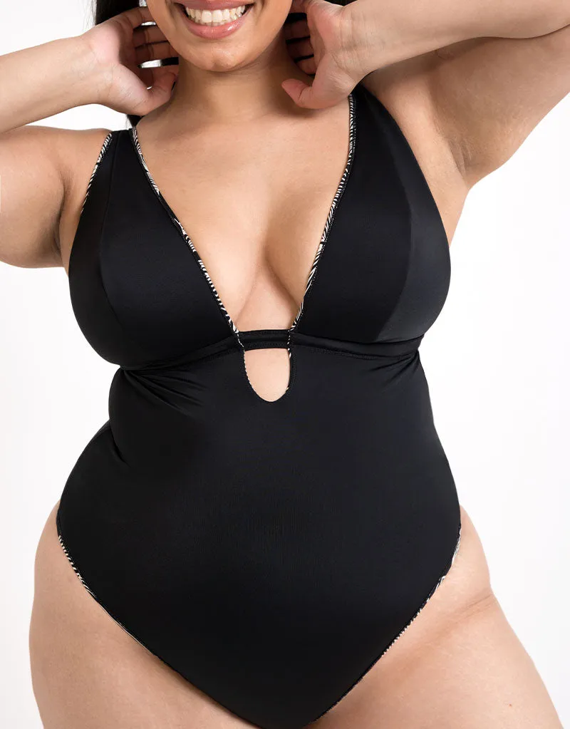 Curvy Kate Ripple Reef Reversible Non-Wired Mulitway Swimsuit Black Print