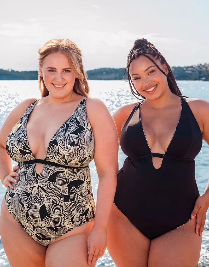 Curvy Kate Ripple Reef Reversible Non-Wired Mulitway Swimsuit Black Print
