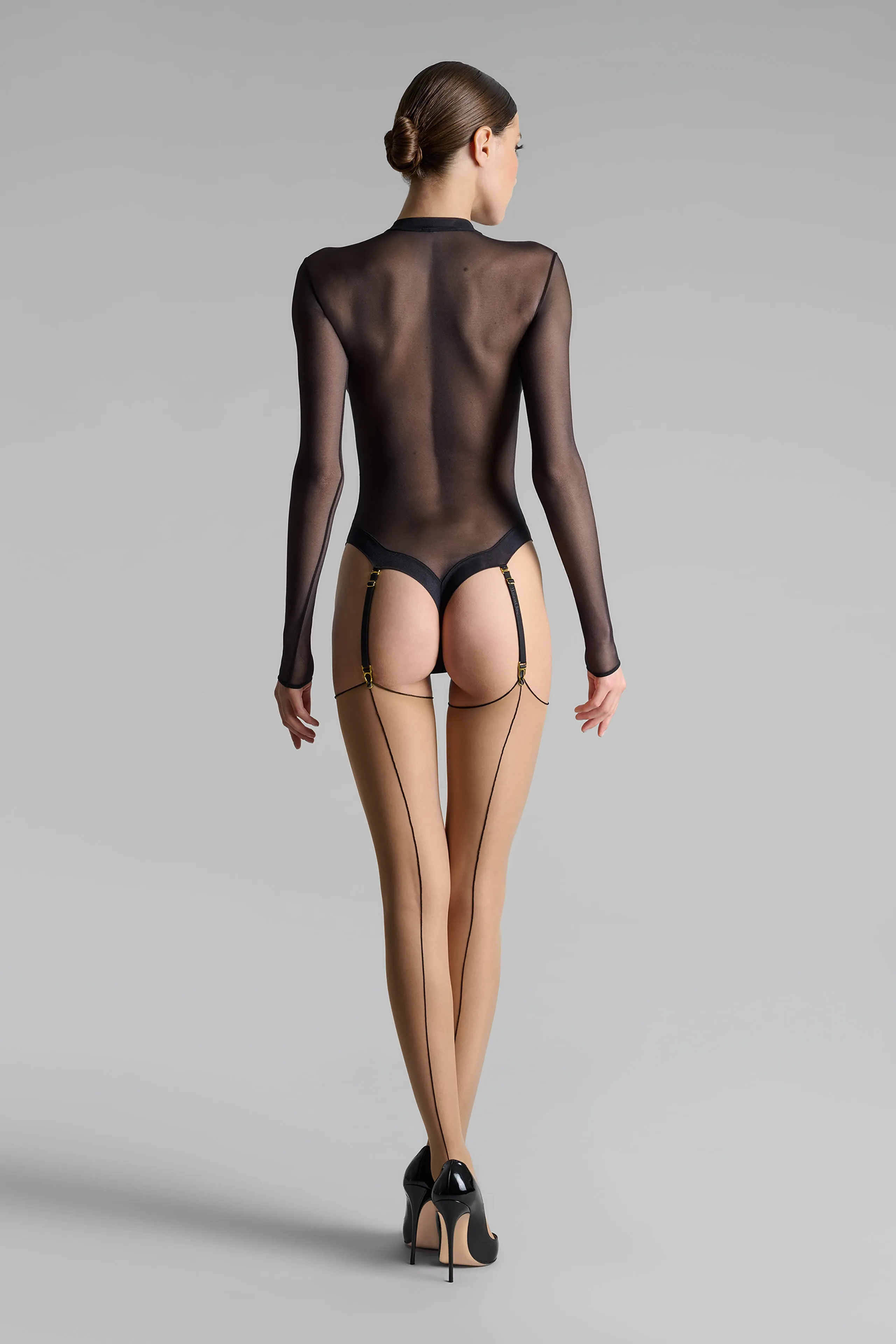 Cut and curled back seamed stockings 20D - Les Coquetteries
