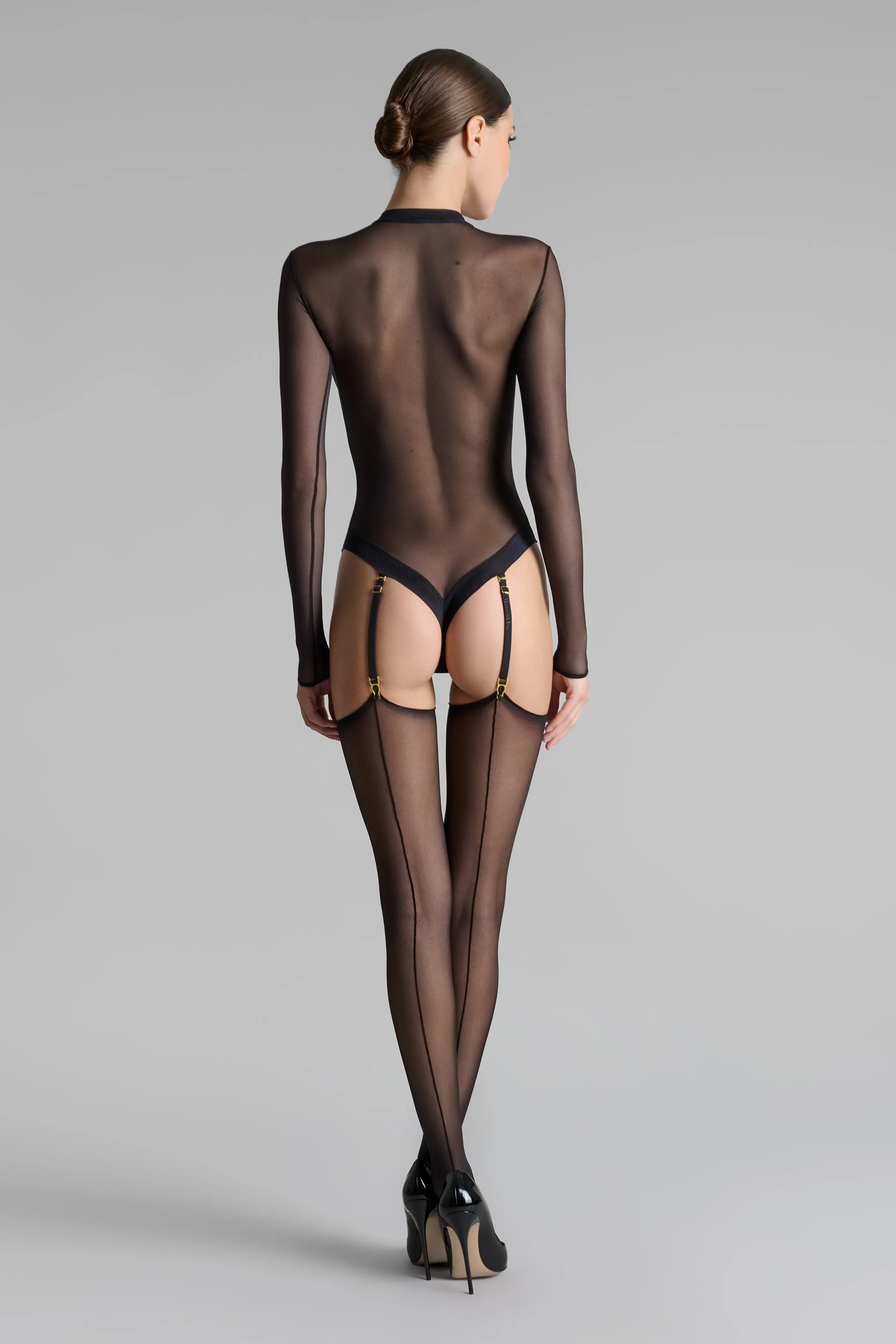 Cut and curled double seamed stockings 20D - Les Coquetteries