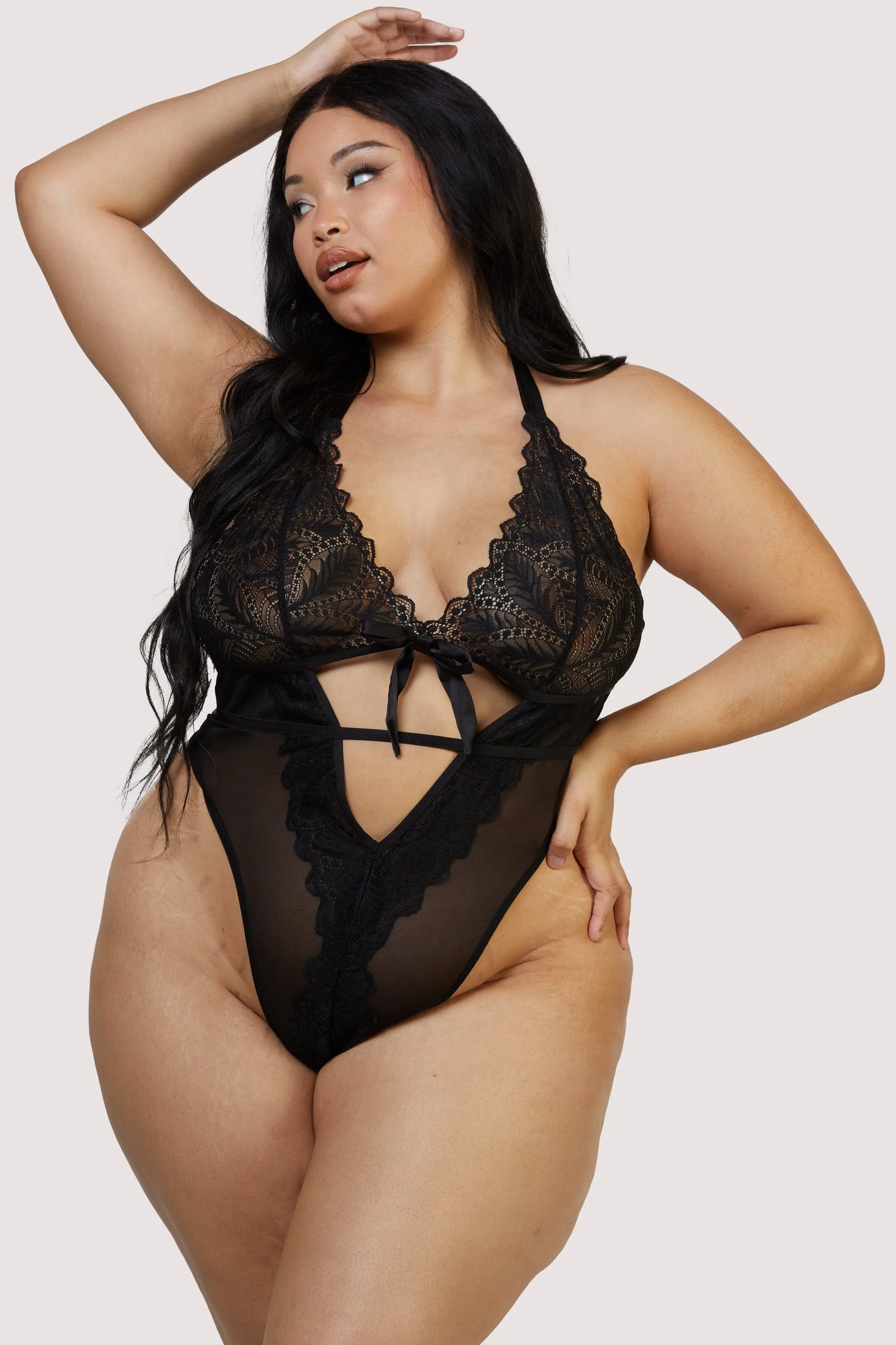 Dee Black Eyelash Lace and Mesh Body