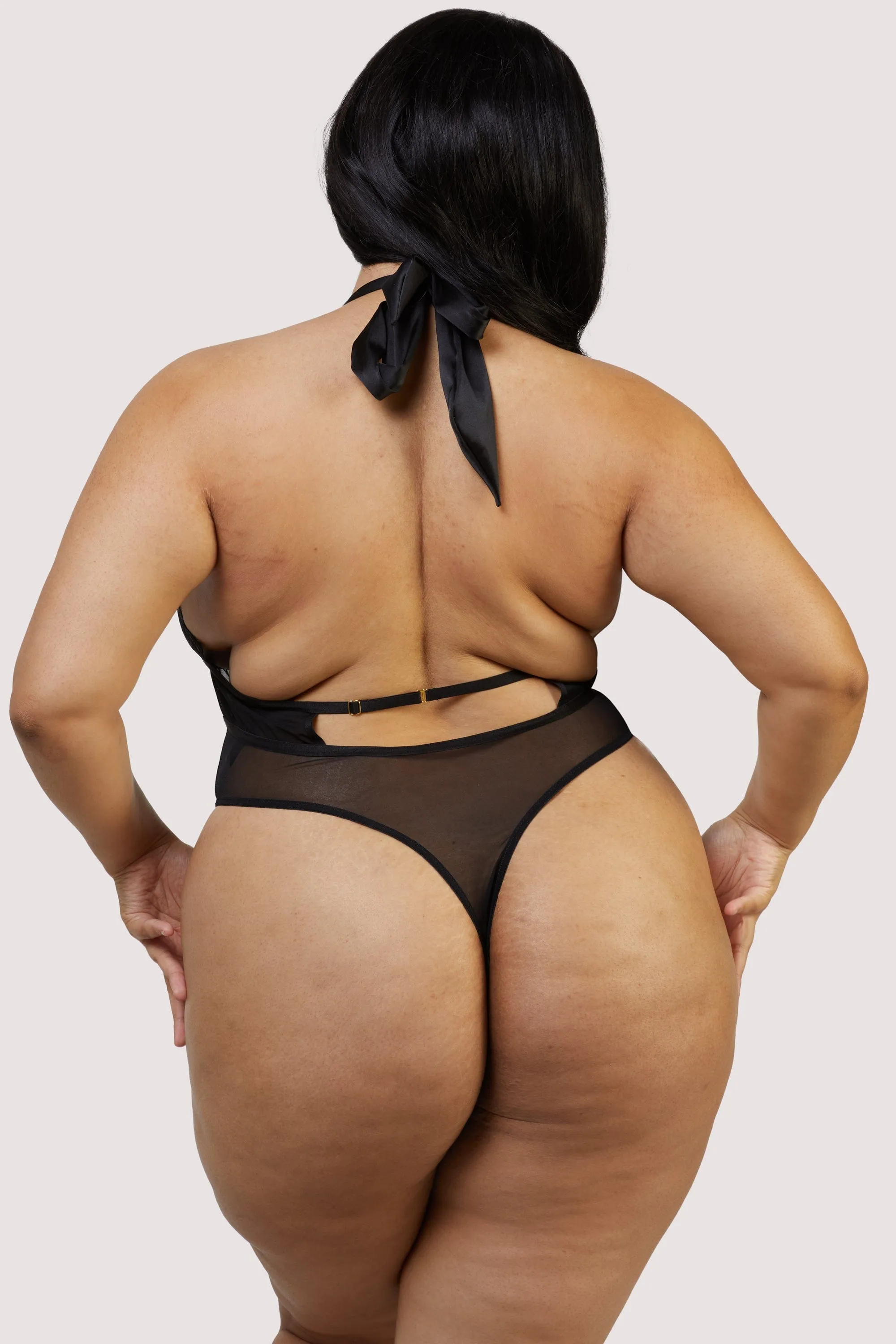 Dee Black Eyelash Lace and Mesh Body