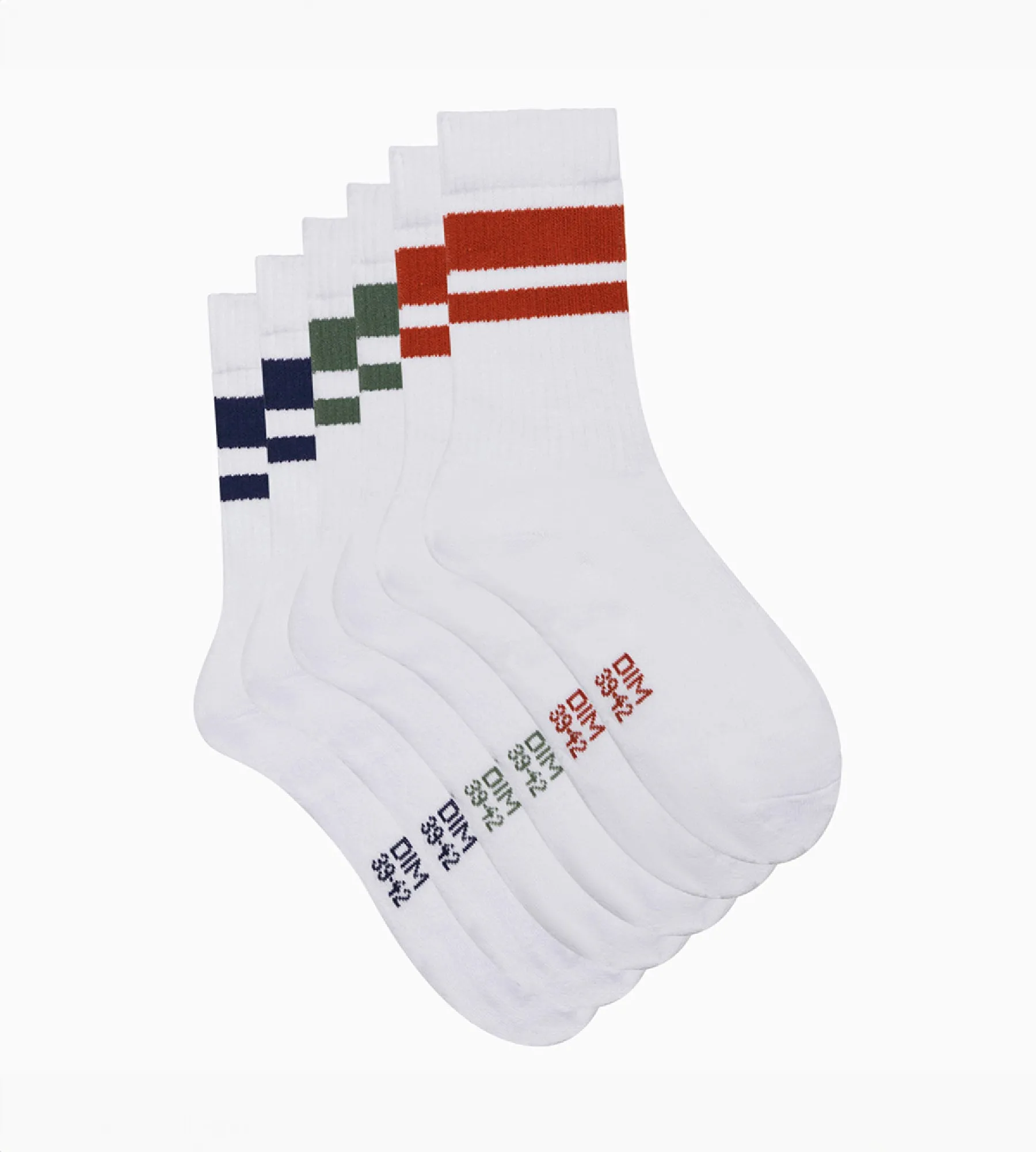 EcoDim Sport Green White Pack of 3 pairs of men's cotton socks