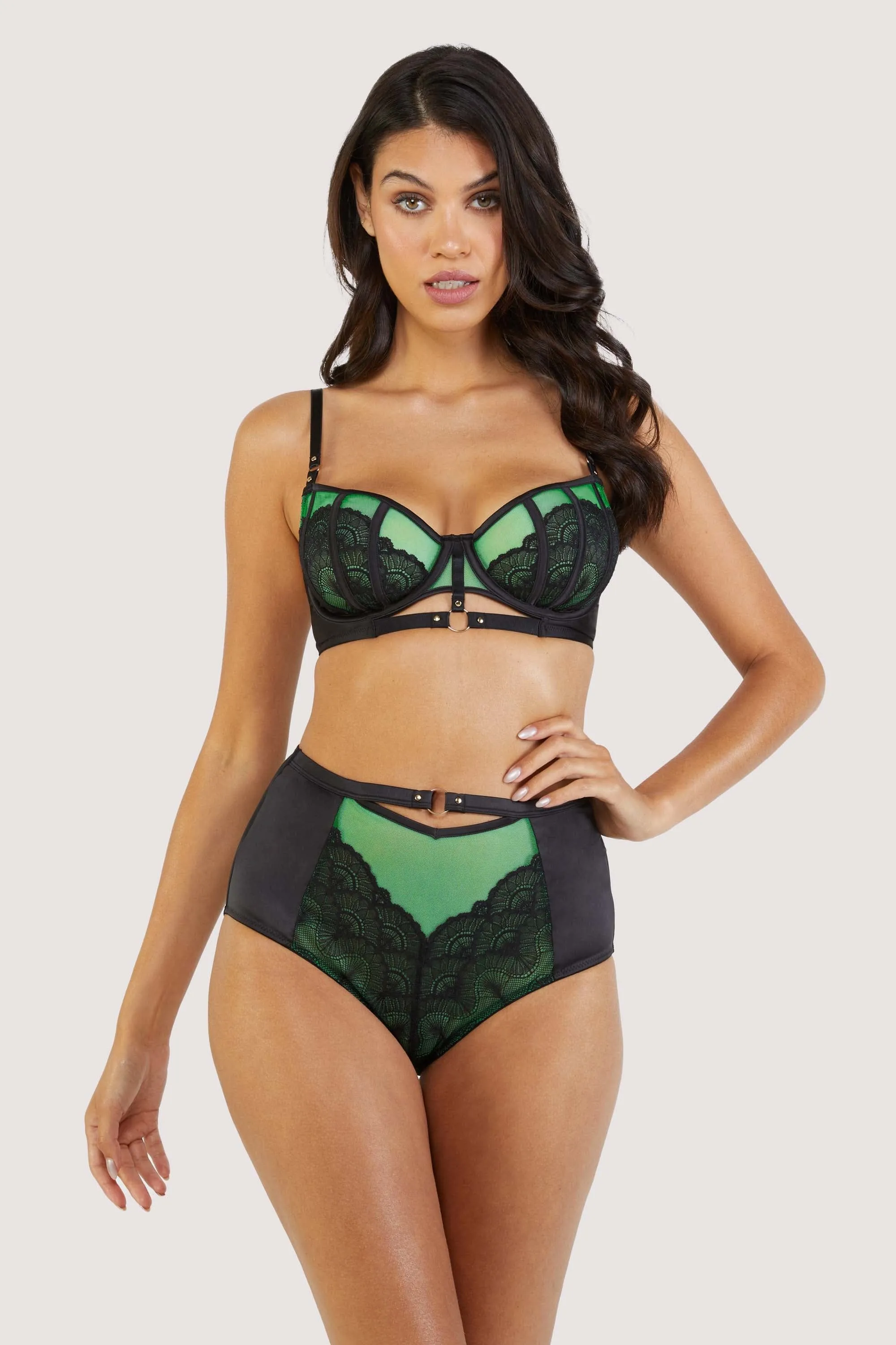 Emelda Lace and Gold Ring Balcony Bra