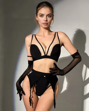 Exotic Gloves Mesh Lingerie Sets