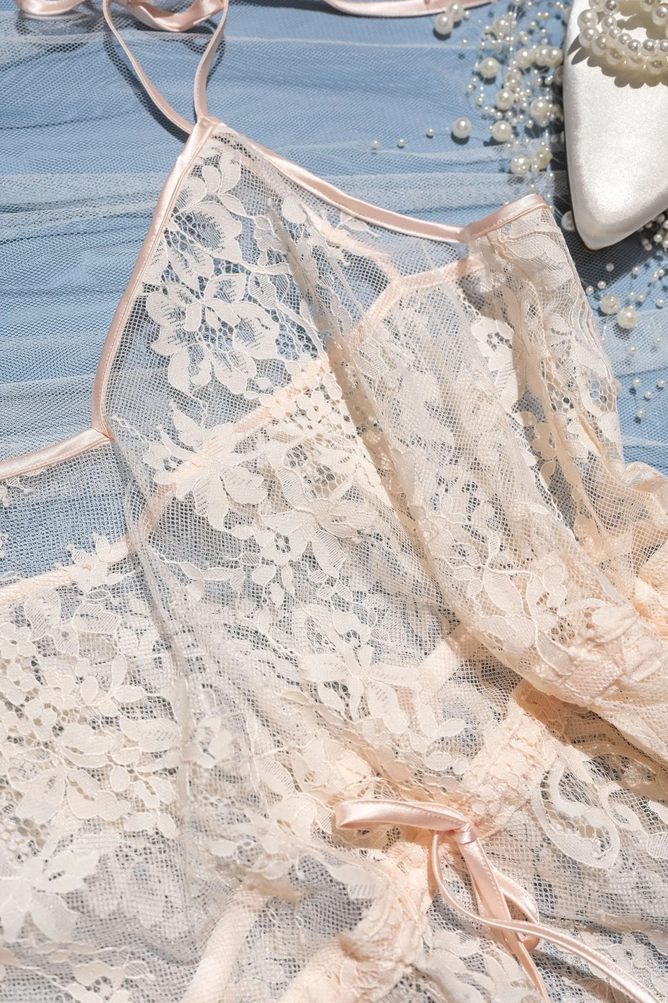 Eyelash Lace Babydoll - Champagne