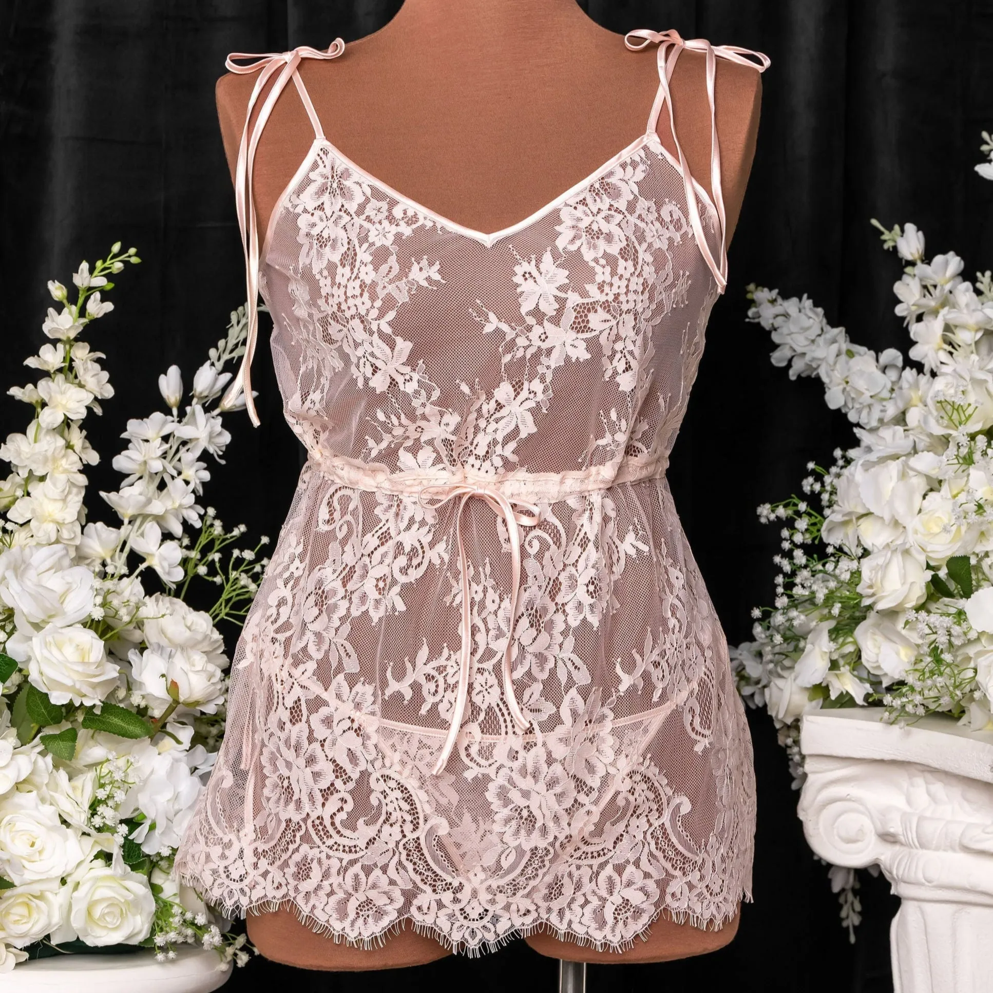 Eyelash Lace Babydoll - Champagne