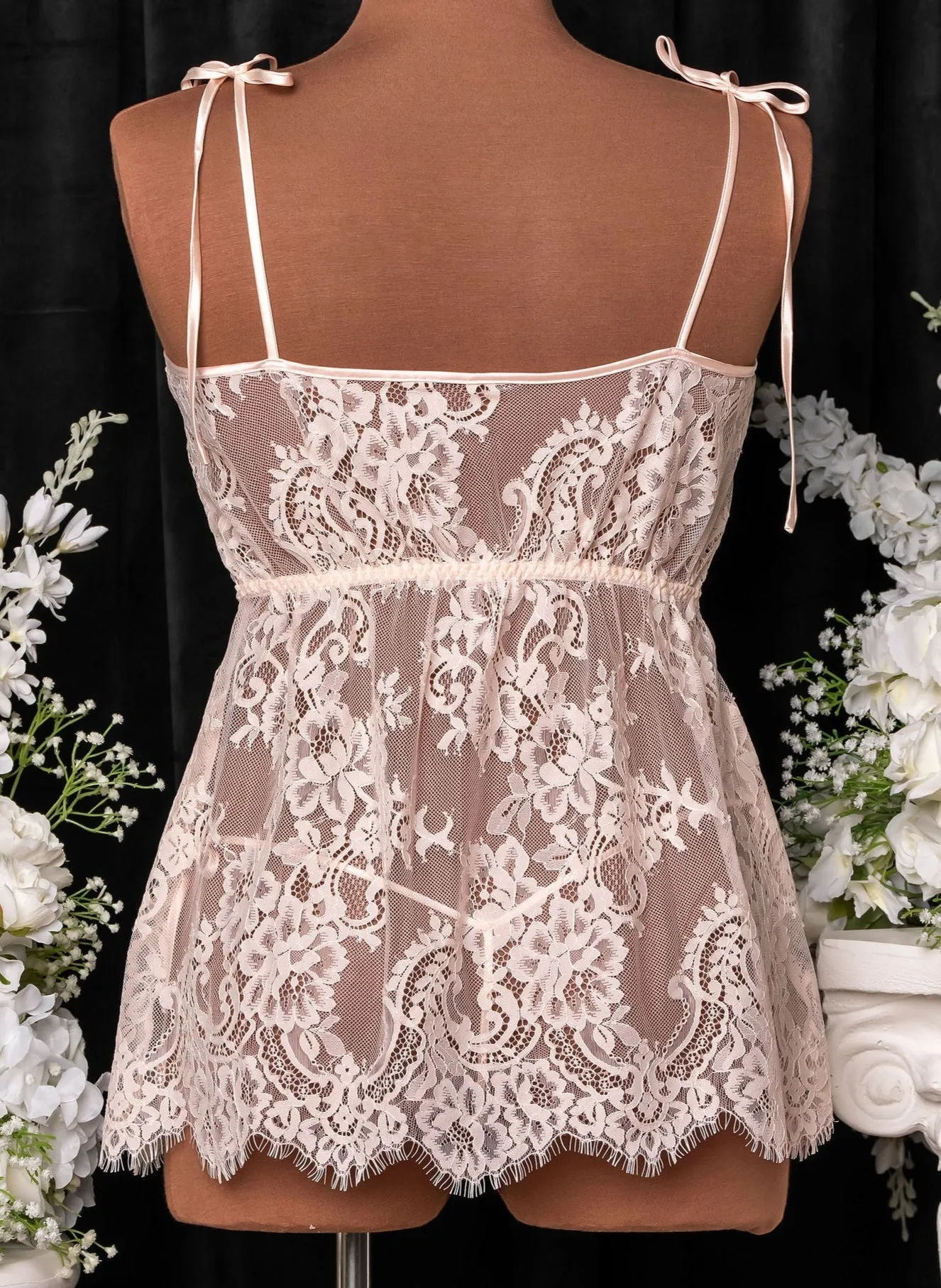 Eyelash Lace Babydoll - Champagne