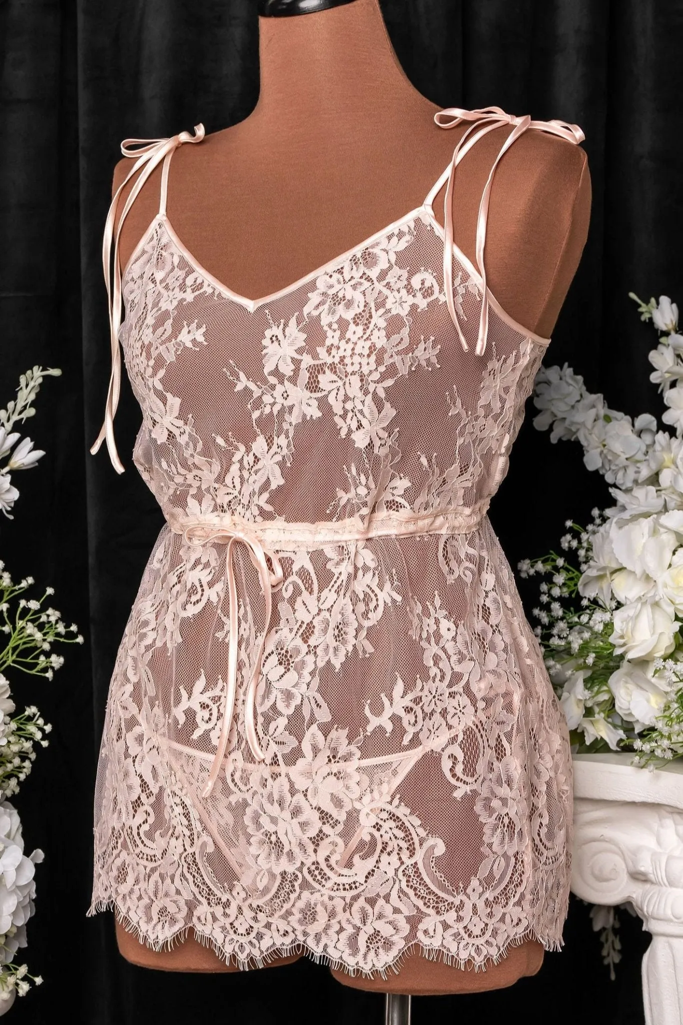 Eyelash Lace Babydoll - Champagne