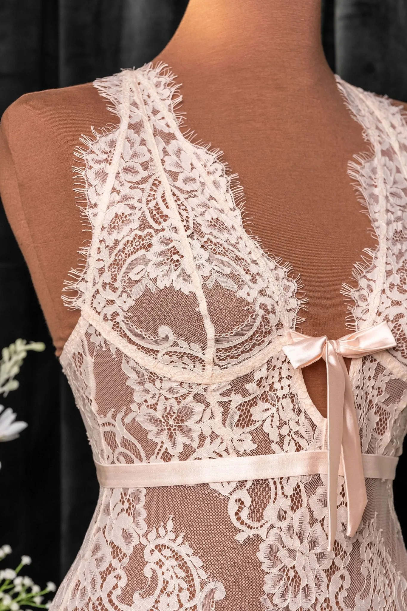 Eyelash Lace Teddy - Champagne