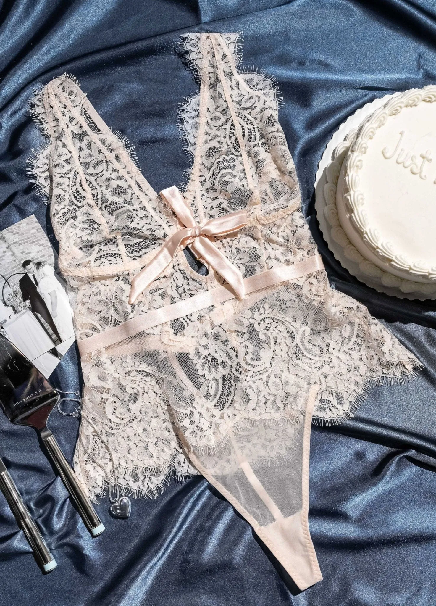 Eyelash Lace Teddy - Champagne