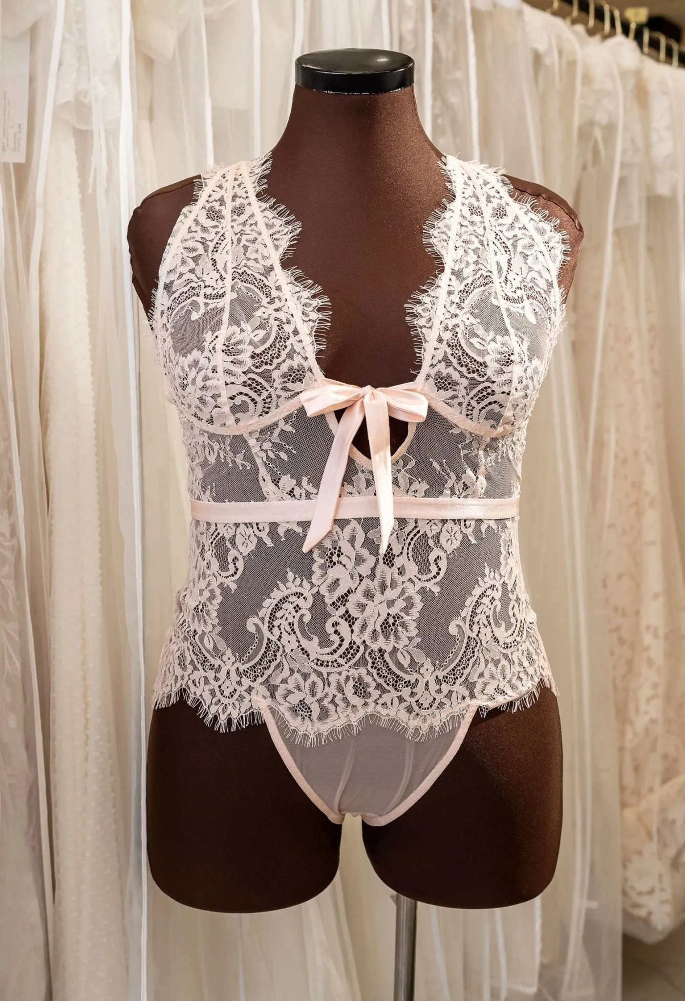 Eyelash Lace Teddy - Champagne