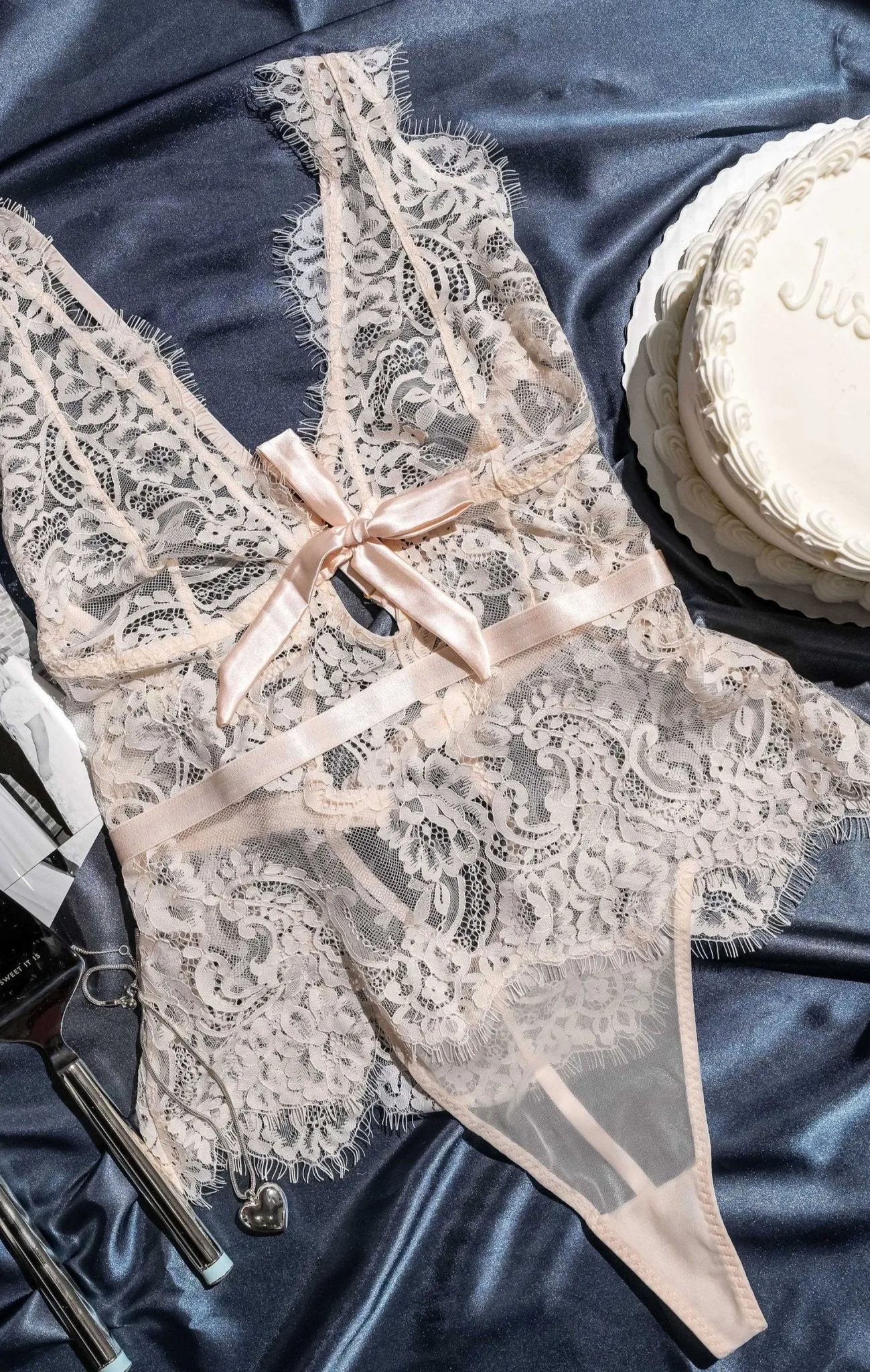 Eyelash Lace Teddy - Champagne