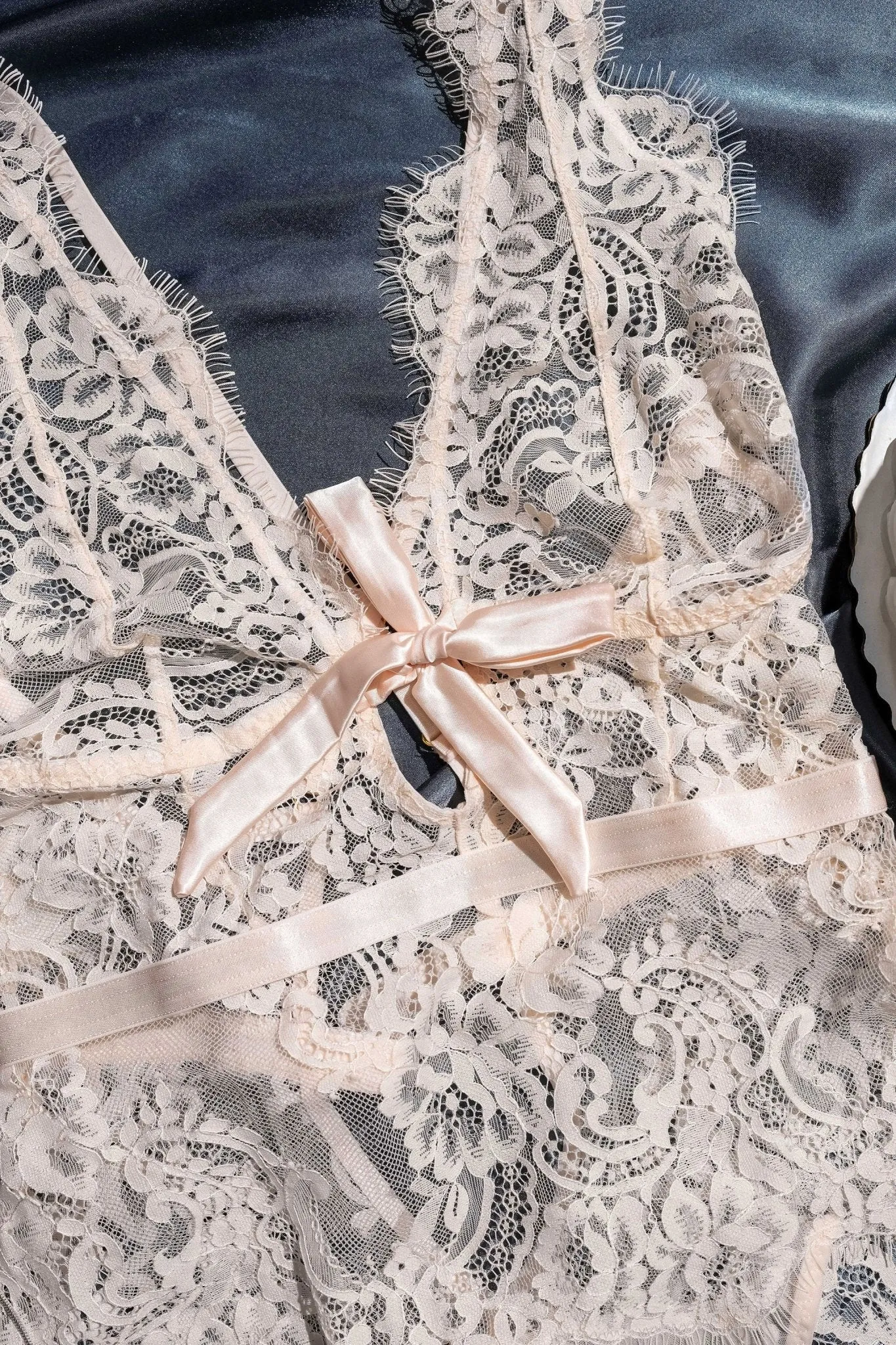 Eyelash Lace Teddy - Champagne