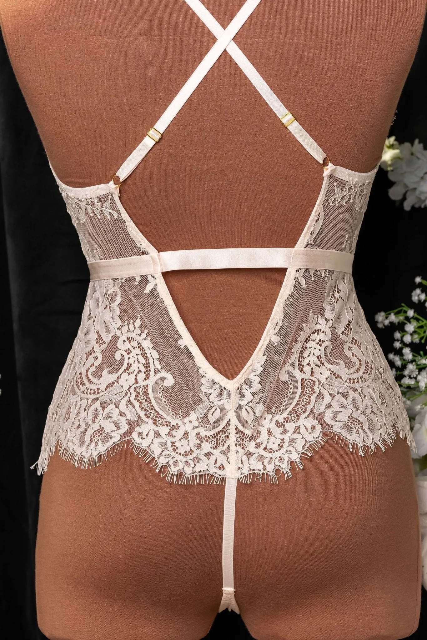 Eyelash Lace Teddy - Champagne