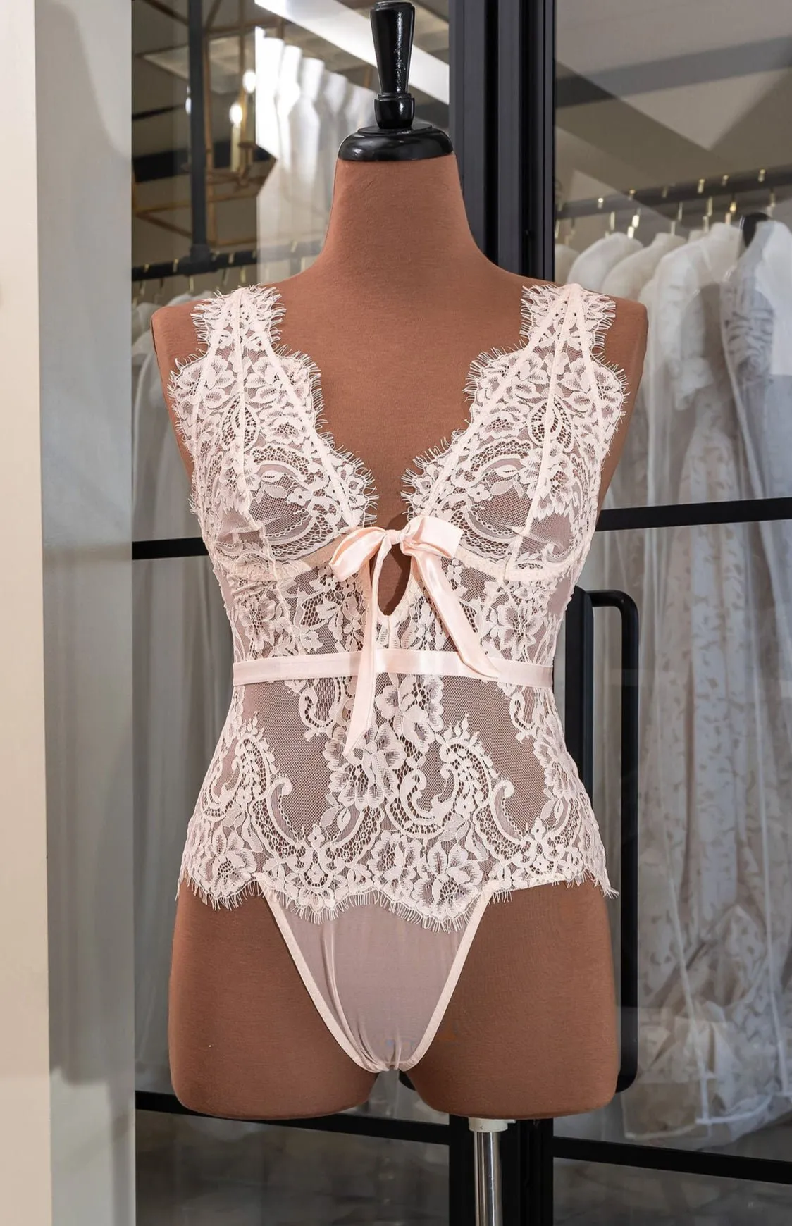 Eyelash Lace Teddy - Champagne