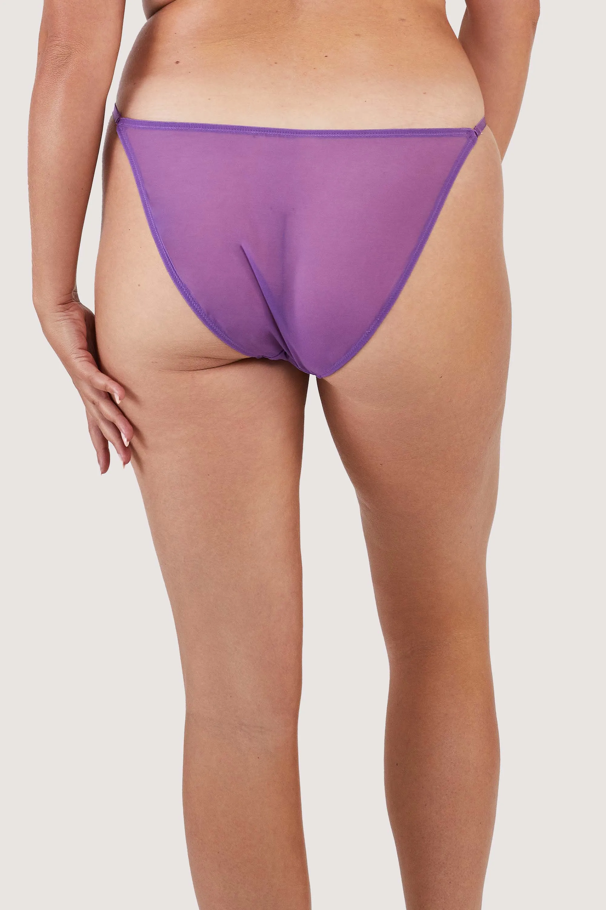 Felicity Hayward Walpole Purple Embroidered Brazillian Tanga Brief