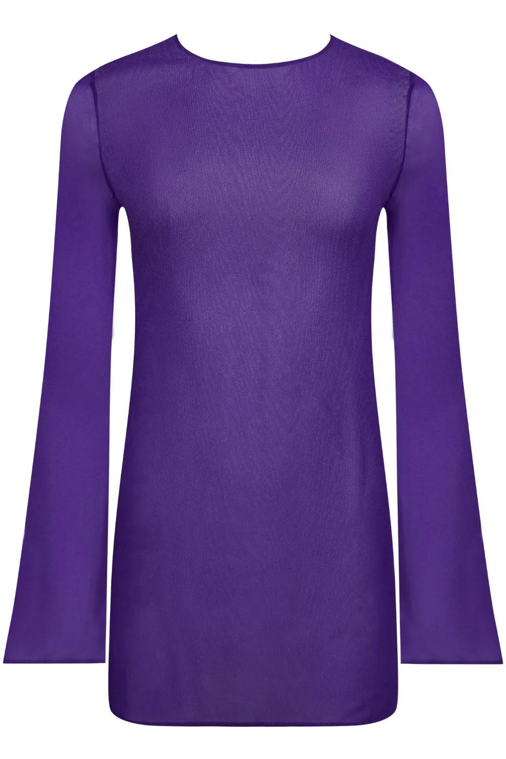 Fever Long Sleeve Short Beach Dress in Purple