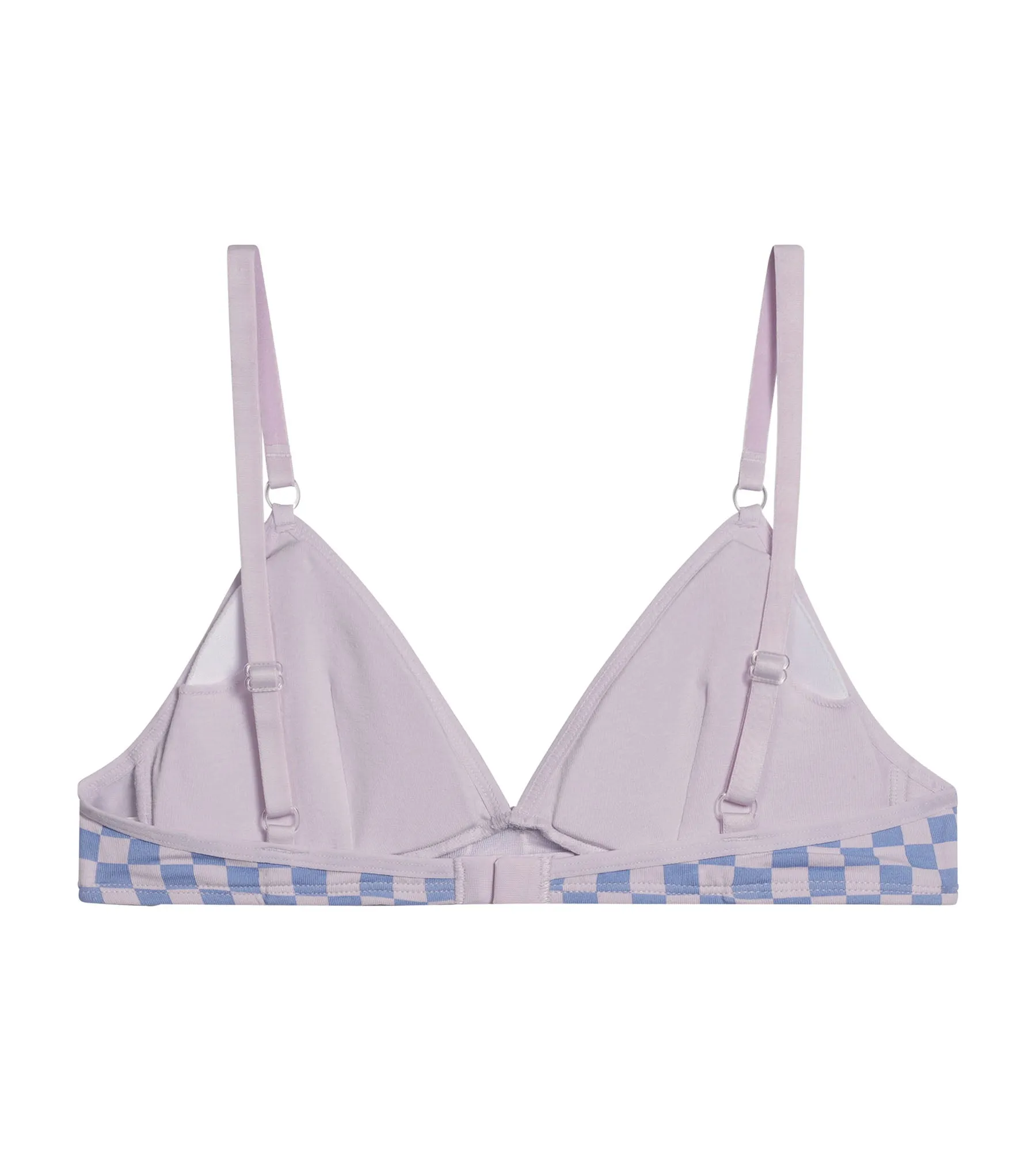 Girl's triangle bra stretch cotton Lila checkerboard Les Pockets