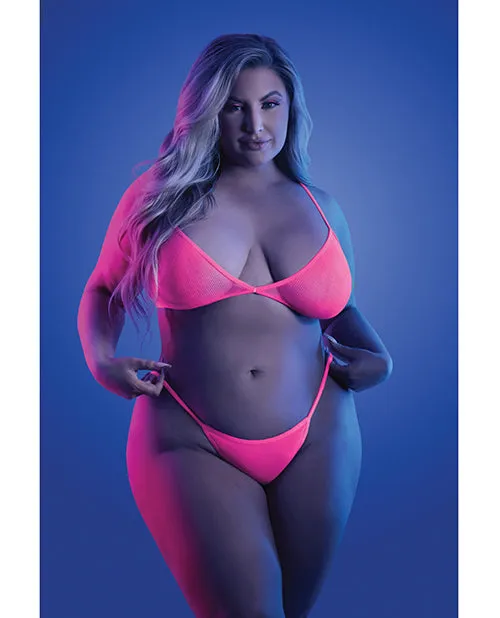 Glow Come Alive Suspender Stockings. Bralette & G-string Multi Color