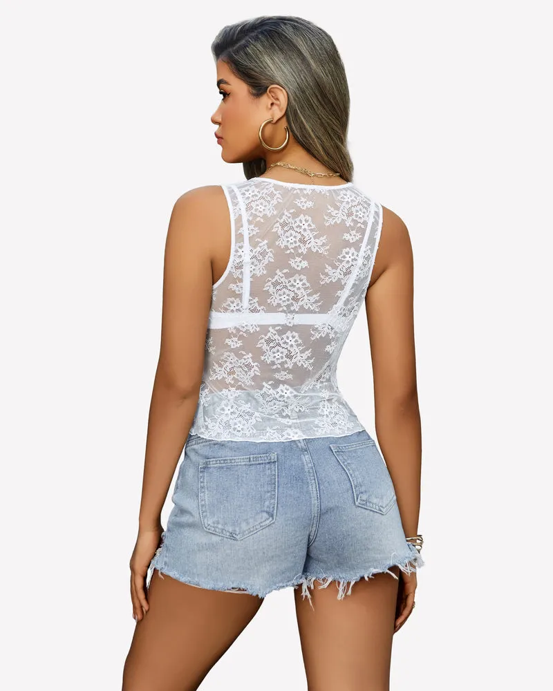 Going Out Tops Lace Tank Tops