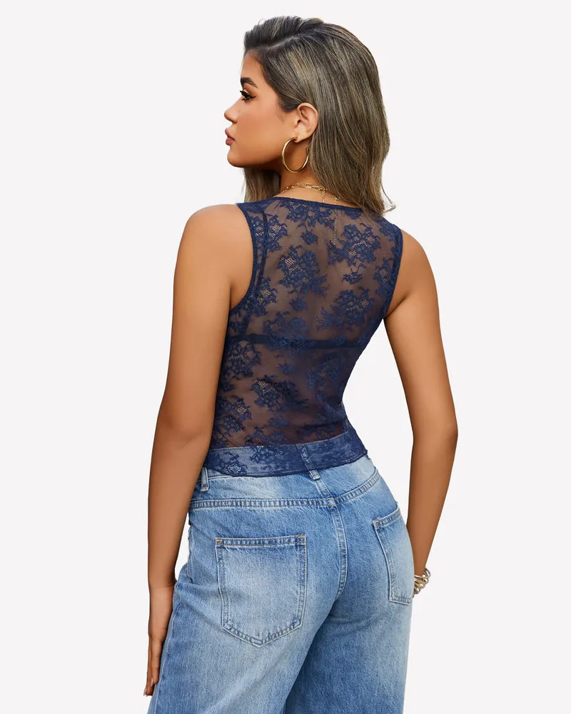 Going Out Tops Lace Tank Tops
