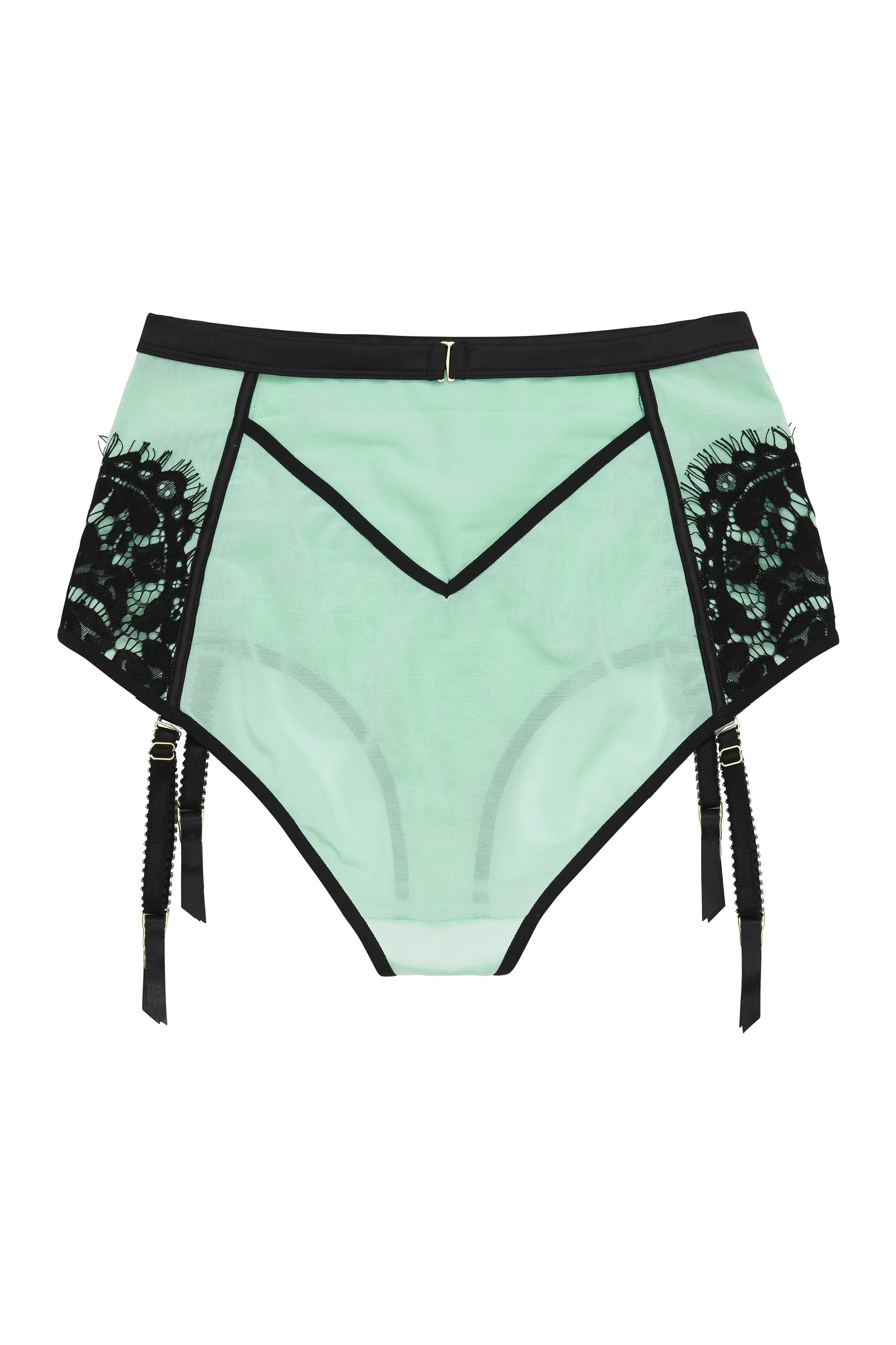 Hedy Mint Curve High Waist Suspender Brief