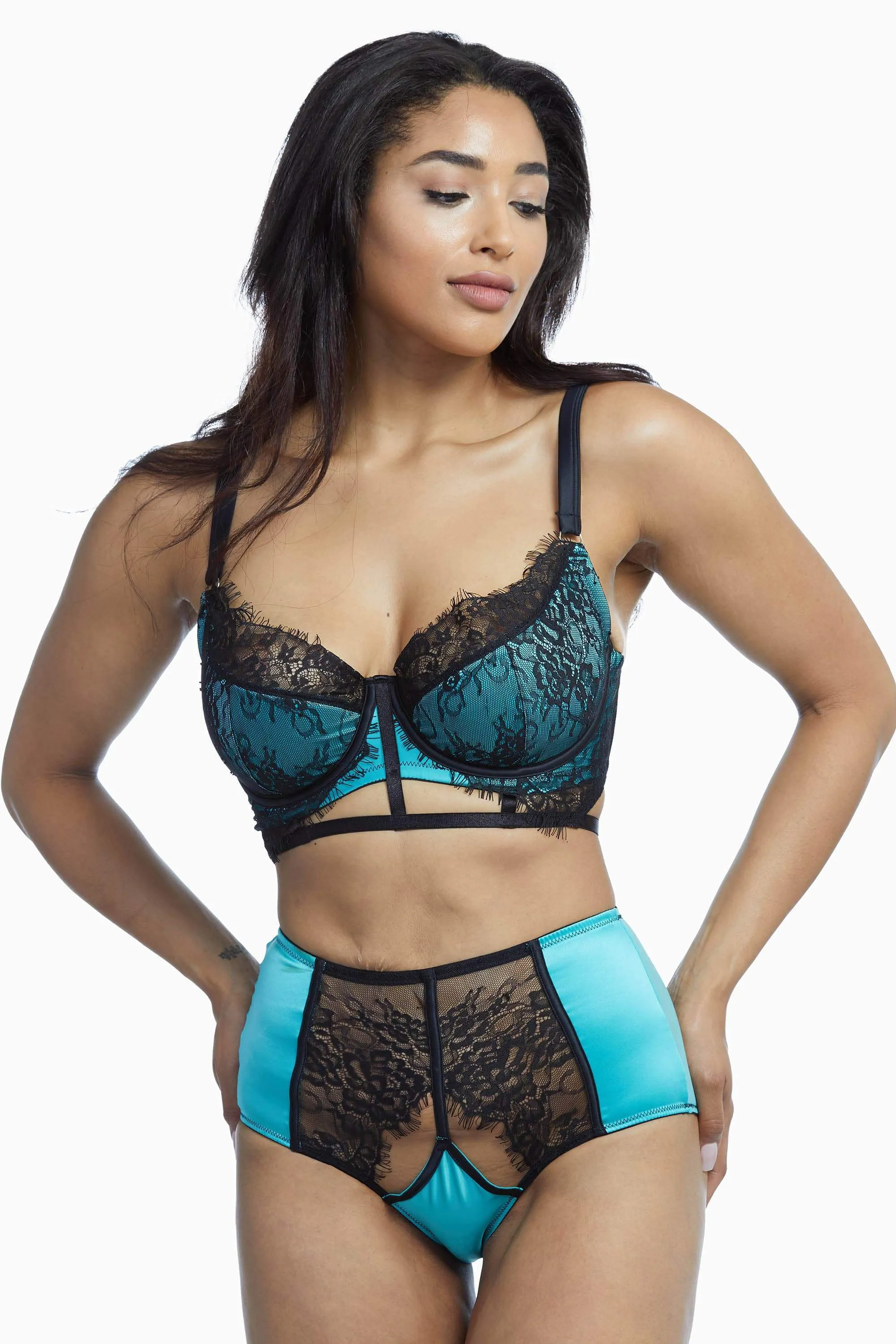Henrietta Teal Lace Overlay Bra