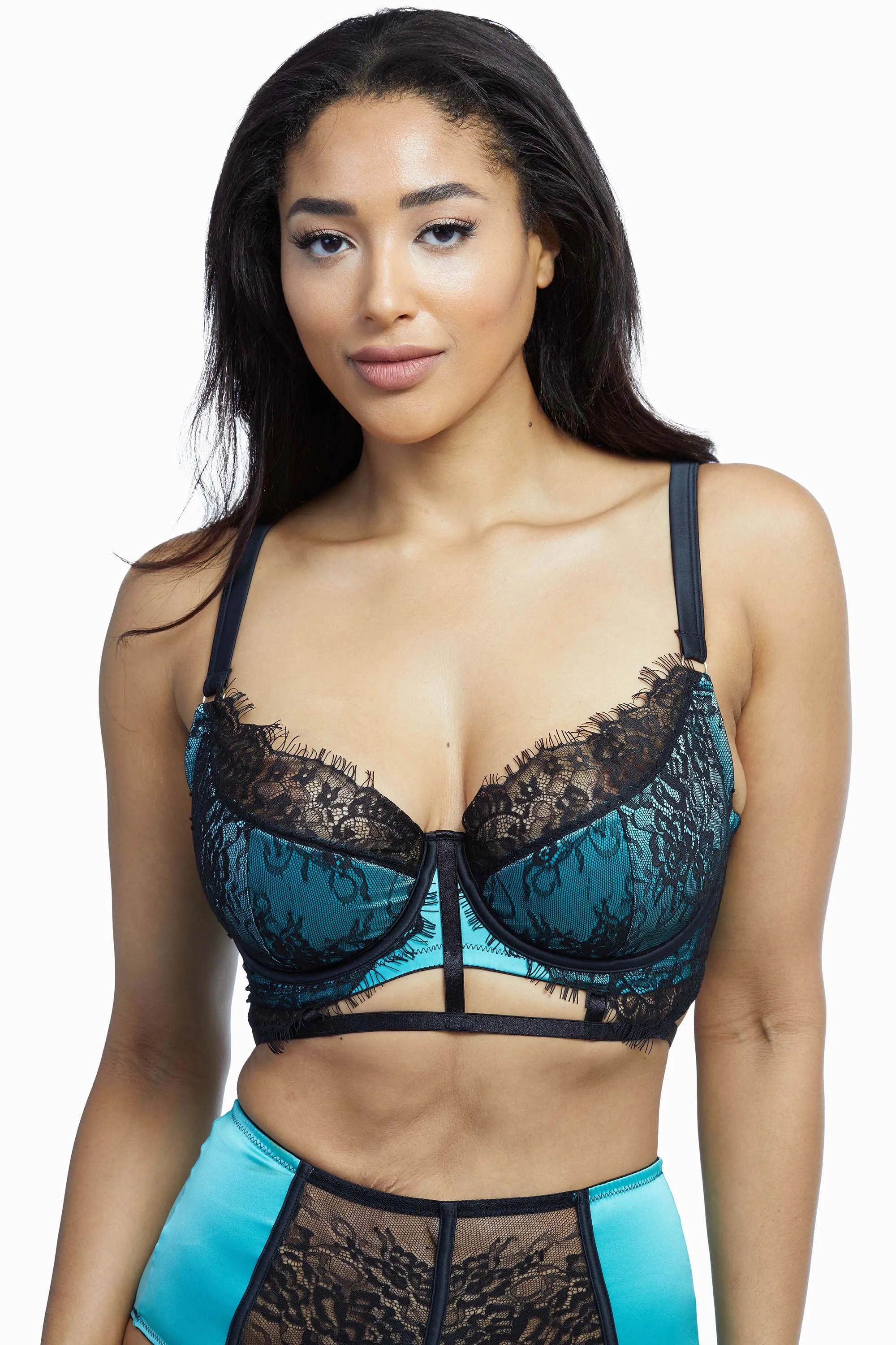 Henrietta Teal Lace Overlay Bra