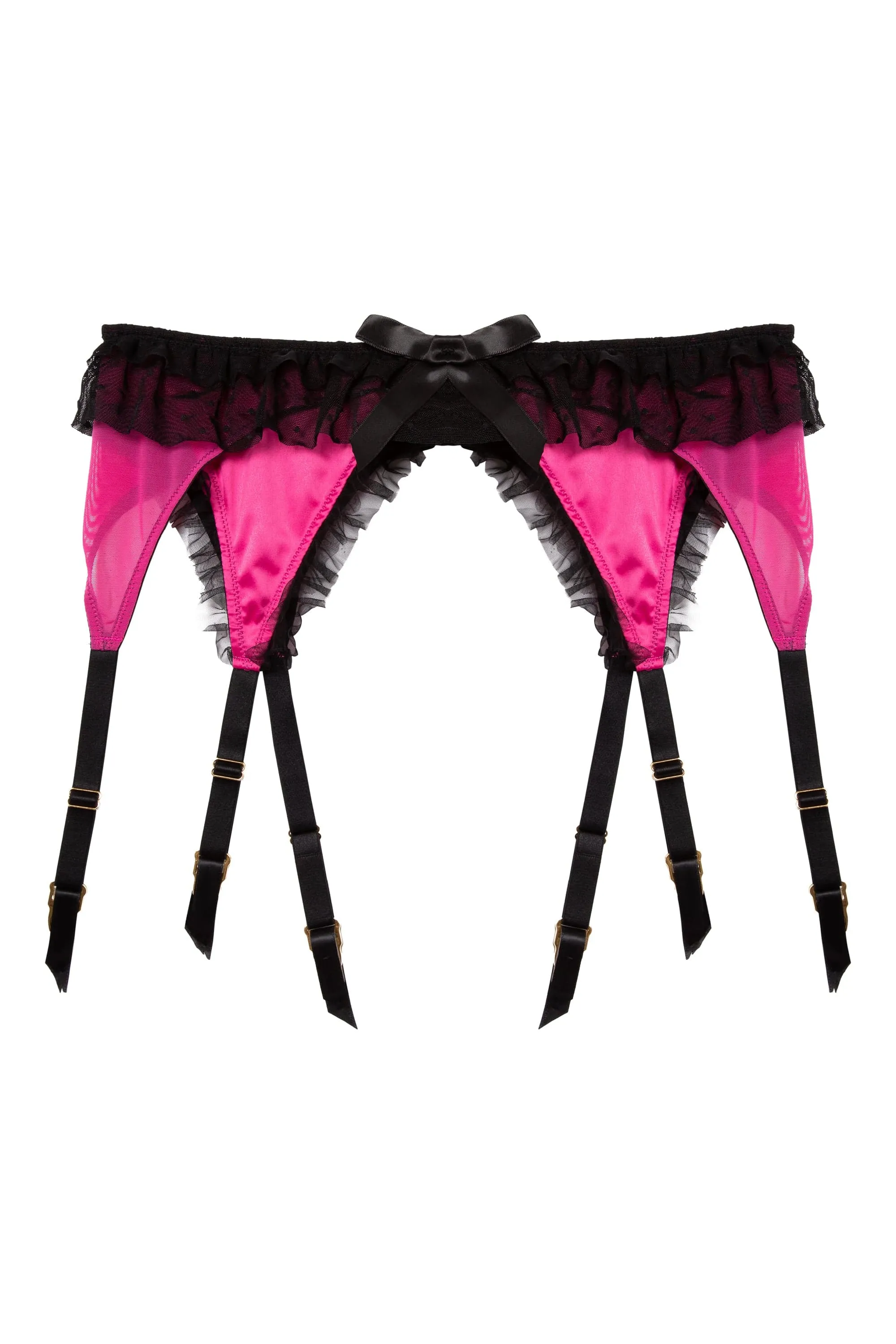 Inga Pink Ruffle Suspender Belt