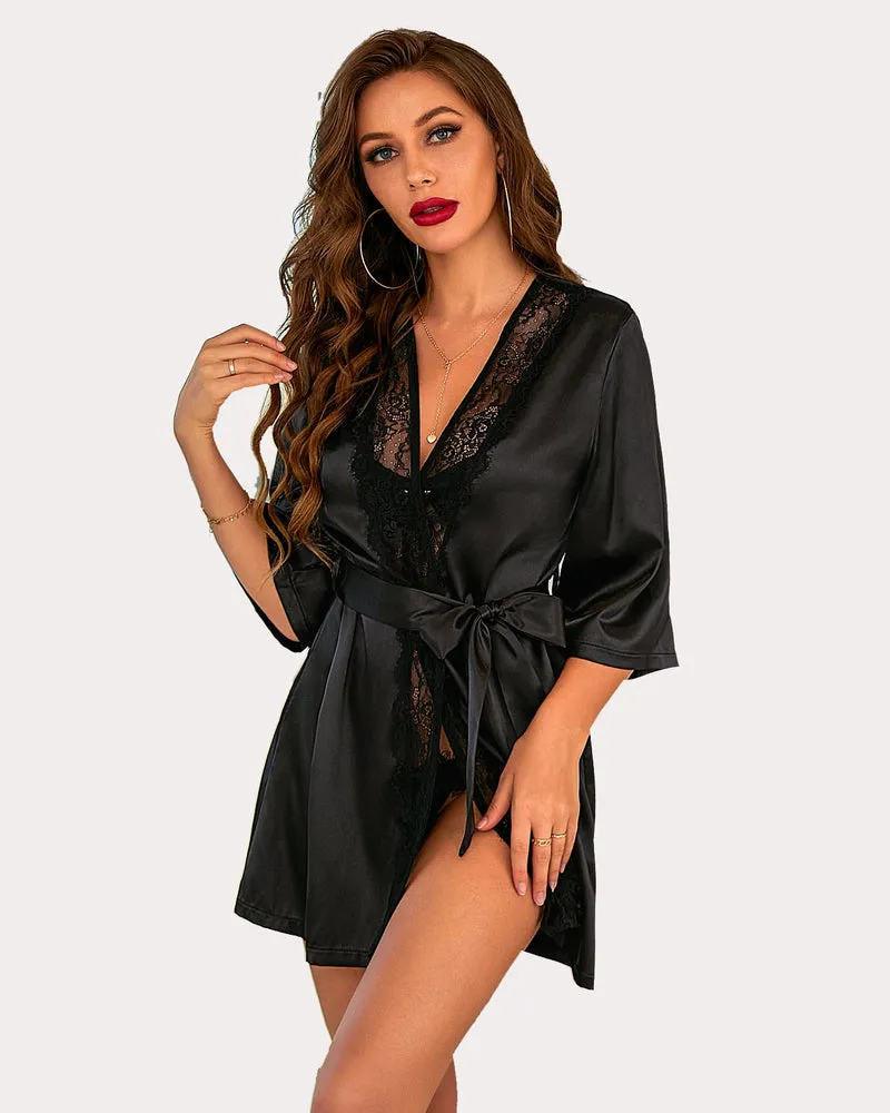Kimono Satin Short Silky Robes (DE Only)