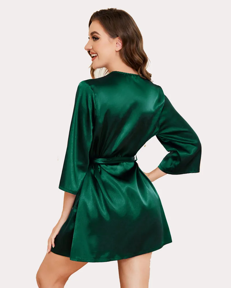 Kimono Satin Short Silky Robes (DE Only)