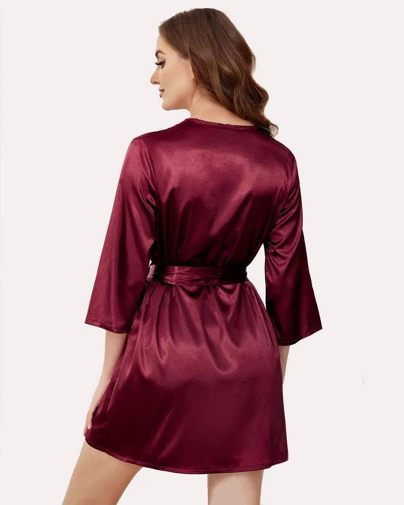 Kimono Satin Short Silky Robes (DE Only)