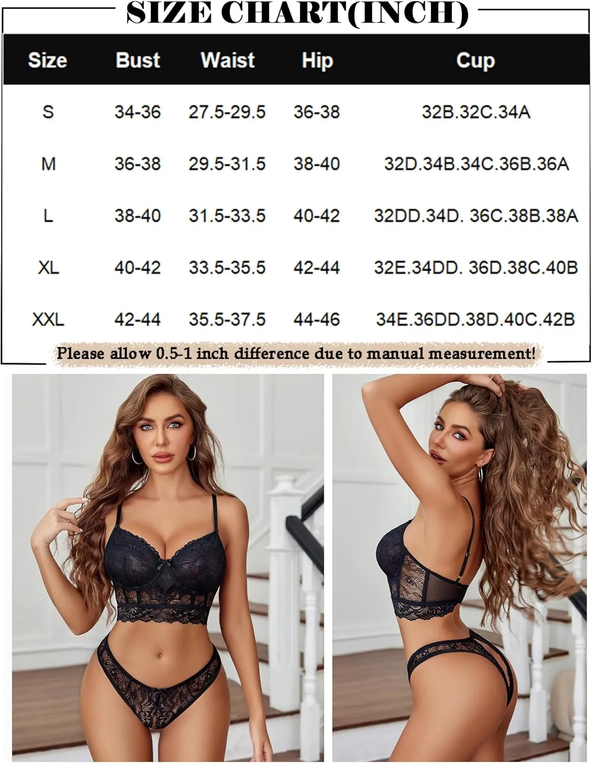 Lace Bra and Crotchless Panty Sets