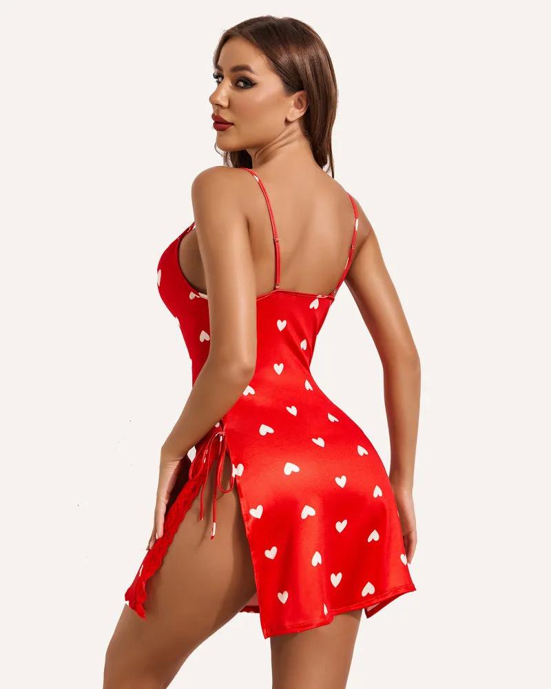 Lace Side Slit Chemise with Thong
