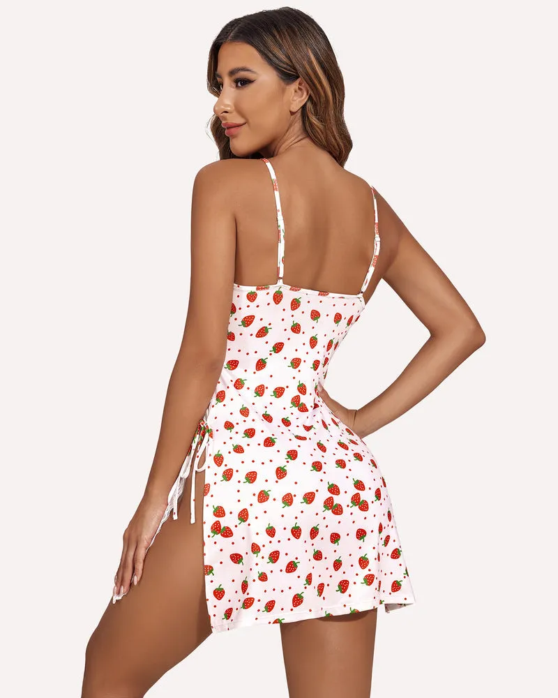Lace Side Slit Chemise with Thong