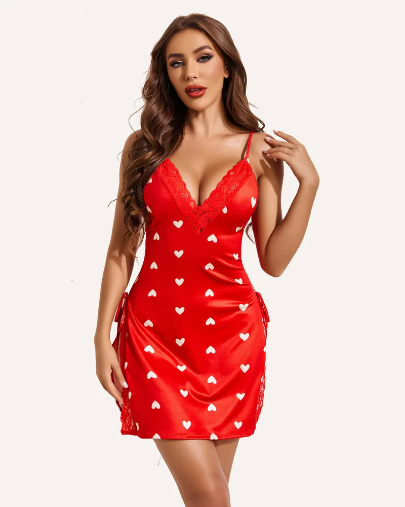 Lace Side Slit Chemise with Thong