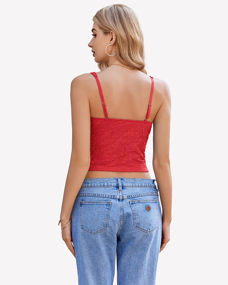 Lace Sleeveless Sweetheart Neck Crop Top