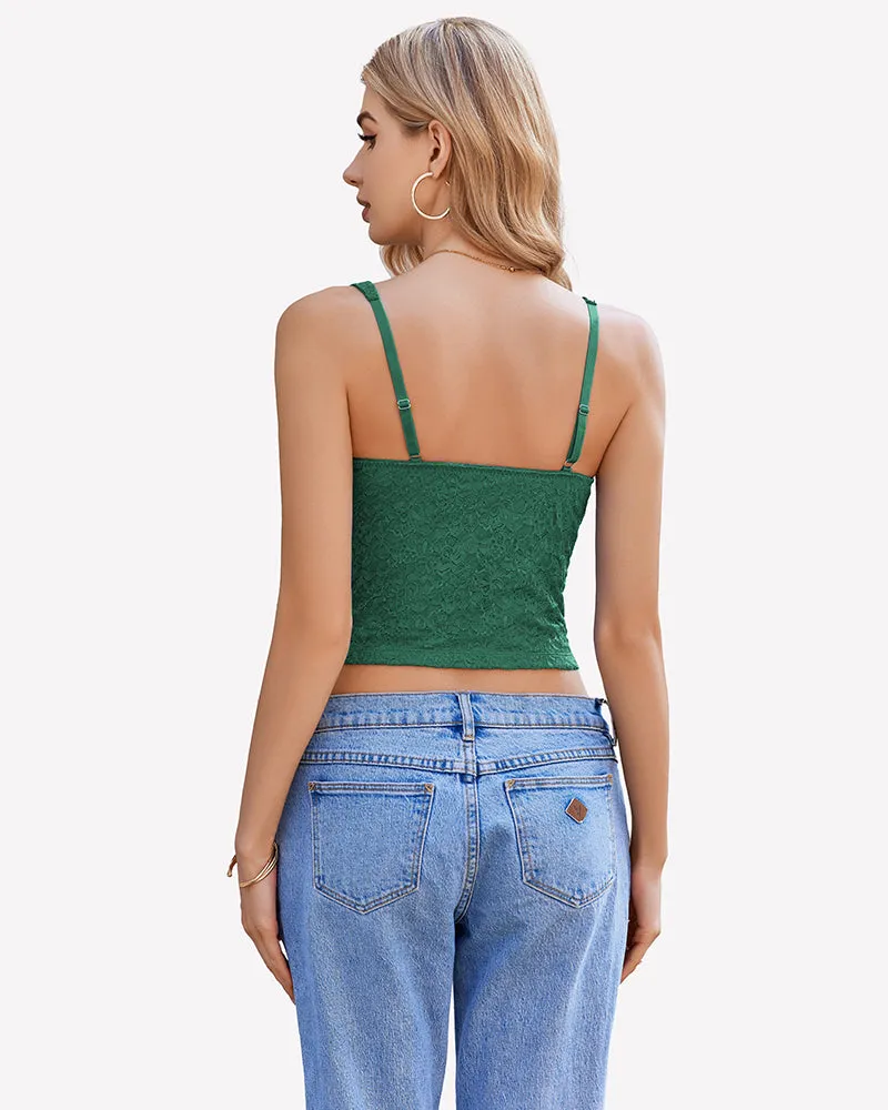 Lace Sleeveless Sweetheart Neck Crop Top